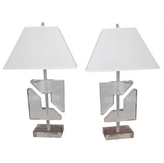 Pair Of Fabulous Decorative Lucite Lamps photo