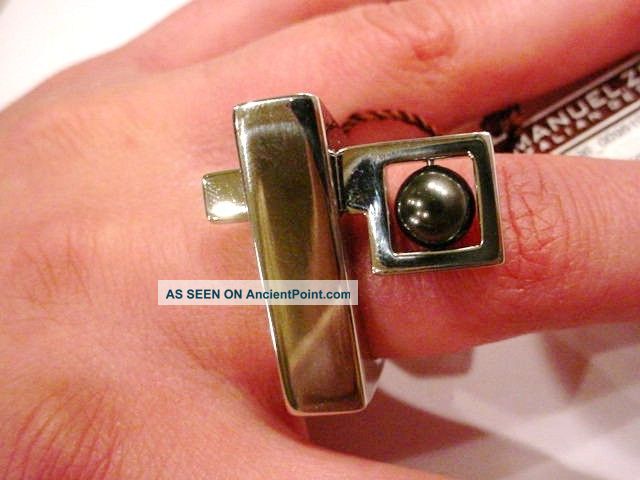 Italian Made Stainless Heavy Modernist Ring Triangled Mid-Century Modernism photo