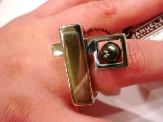 Italian Made Stainless Heavy Modernist Ring Triangled photo