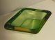 Heavy Mid Century Art Glass Bowl Green Thick Glass Mid-Century Modernism photo 3