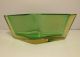 Heavy Mid Century Art Glass Bowl Green Thick Glass Mid-Century Modernism photo 4