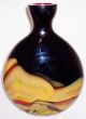 Mid Century Art Glass Flask Vase Cased Marbled Strata Blown Artist Signed Huge Mid-Century Modernism photo 1