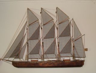 Mid Century Artist Curtis Jere Signed Wall Sculpture Art Metal Schooner Ship photo