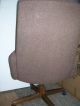 Midcentury Modern Oak Wood Base Highback Brown Cushion Retro Swivel Office Chair Mid-Century Modernism photo 3