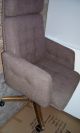 Midcentury Modern Oak Wood Base Highback Brown Cushion Retro Swivel Office Chair Mid-Century Modernism photo 7
