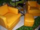 Midcentury Modern Lounge Tangerine Naugahyde Phister Style Club Chair & Ottoman Mid-Century Modernism photo 5