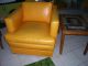Midcentury Modern Lounge Tangerine Naugahyde Phister Style Club Chair & Ottoman Mid-Century Modernism photo 6