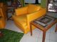 Midcentury Modern Lounge Tangerine Naugahyde Phister Style Club Chair & Ottoman Mid-Century Modernism photo 7