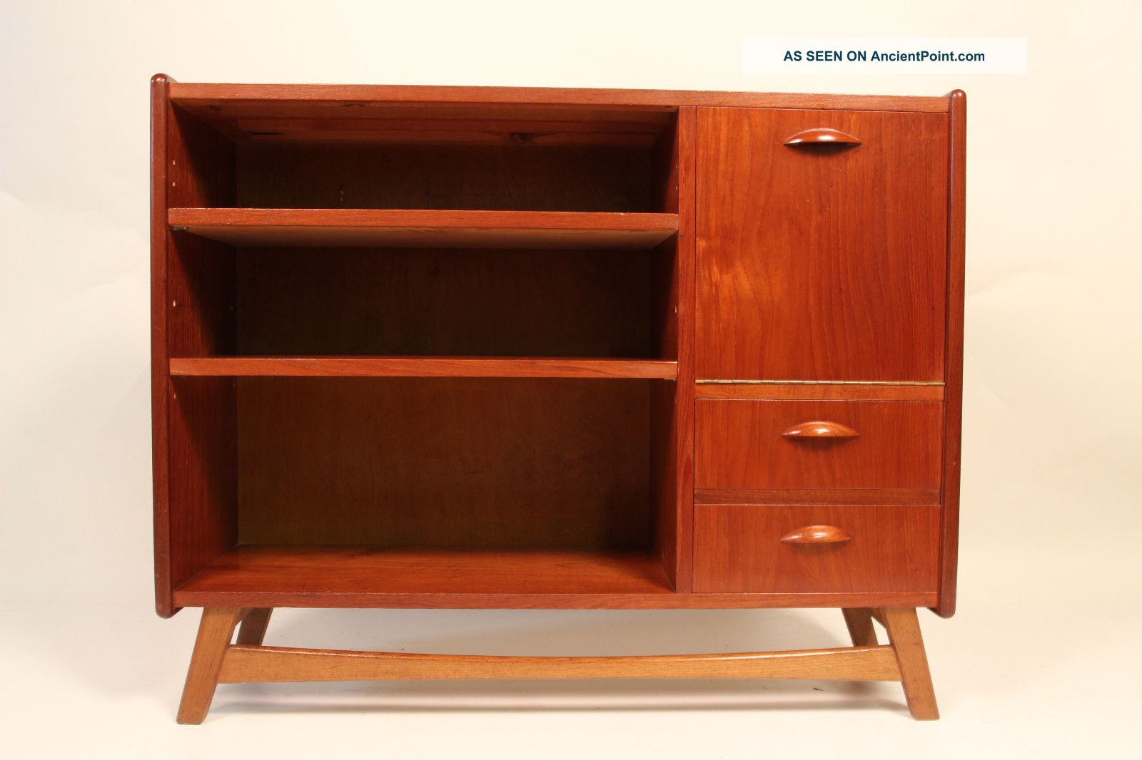 Mid Century Danish Modern Low Teak Bookshelf Mid-Century Modernism photo