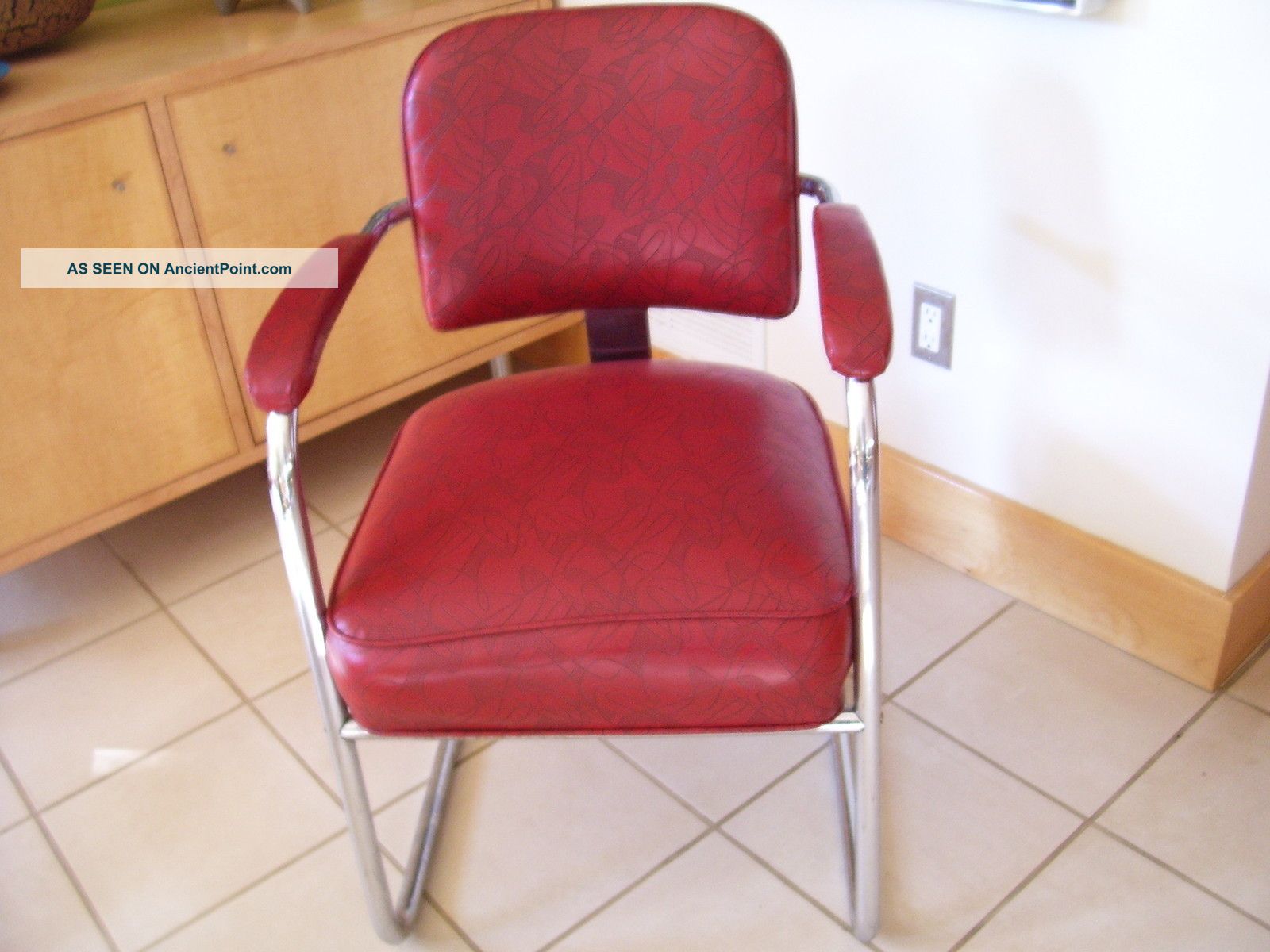 Midcentury Automatic Modern Breuer Design Naugahyde Chrome Cantilever Chair Mid-Century Modernism photo