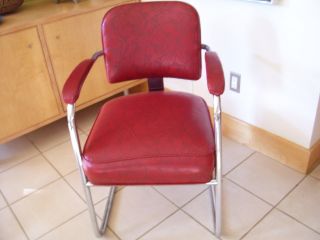 Midcentury Automatic Modern Breuer Design Naugahyde Chrome Cantilever Chair photo