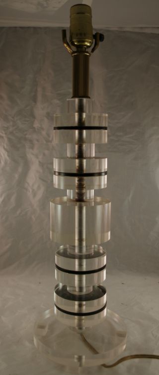Vintage Mid Century Modern Lucite & Black Table Lamp photo