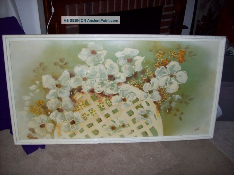 Carlo Of Hollywood Framed Painting Flowers Over 5 Feet Mid-Century Modernism photo