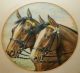 Handsome Antique Print Of Horses In Solid Oak Frame Old Wavy Glass Wow Picture Frames photo 1