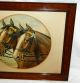 Handsome Antique Print Of Horses In Solid Oak Frame Old Wavy Glass Wow Picture Frames photo 3
