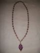 Antique Victorian Lavalier Necklace ~ Amethyst Glass Stone ~ Matching Chain ~ Victorian photo 1