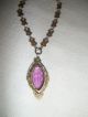 Antique Victorian Lavalier Necklace ~ Amethyst Glass Stone ~ Matching Chain ~ Victorian photo 3