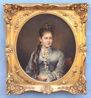 19thc Antique John L Harding O/c Portrait Oil Painting Young Victorian Woman photo