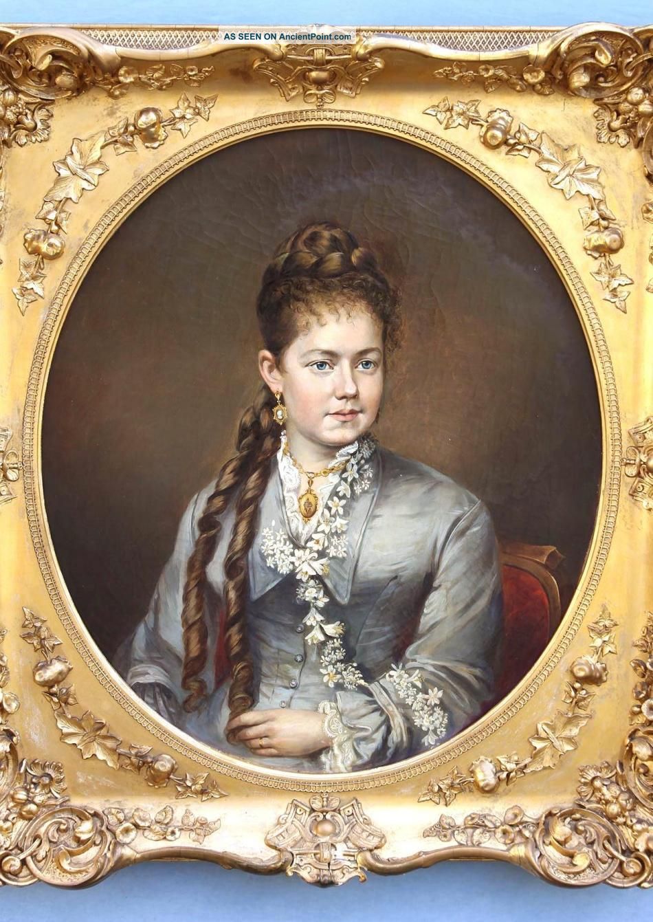 19thc Antique John L Harding O C Portrait Oil Painting Young