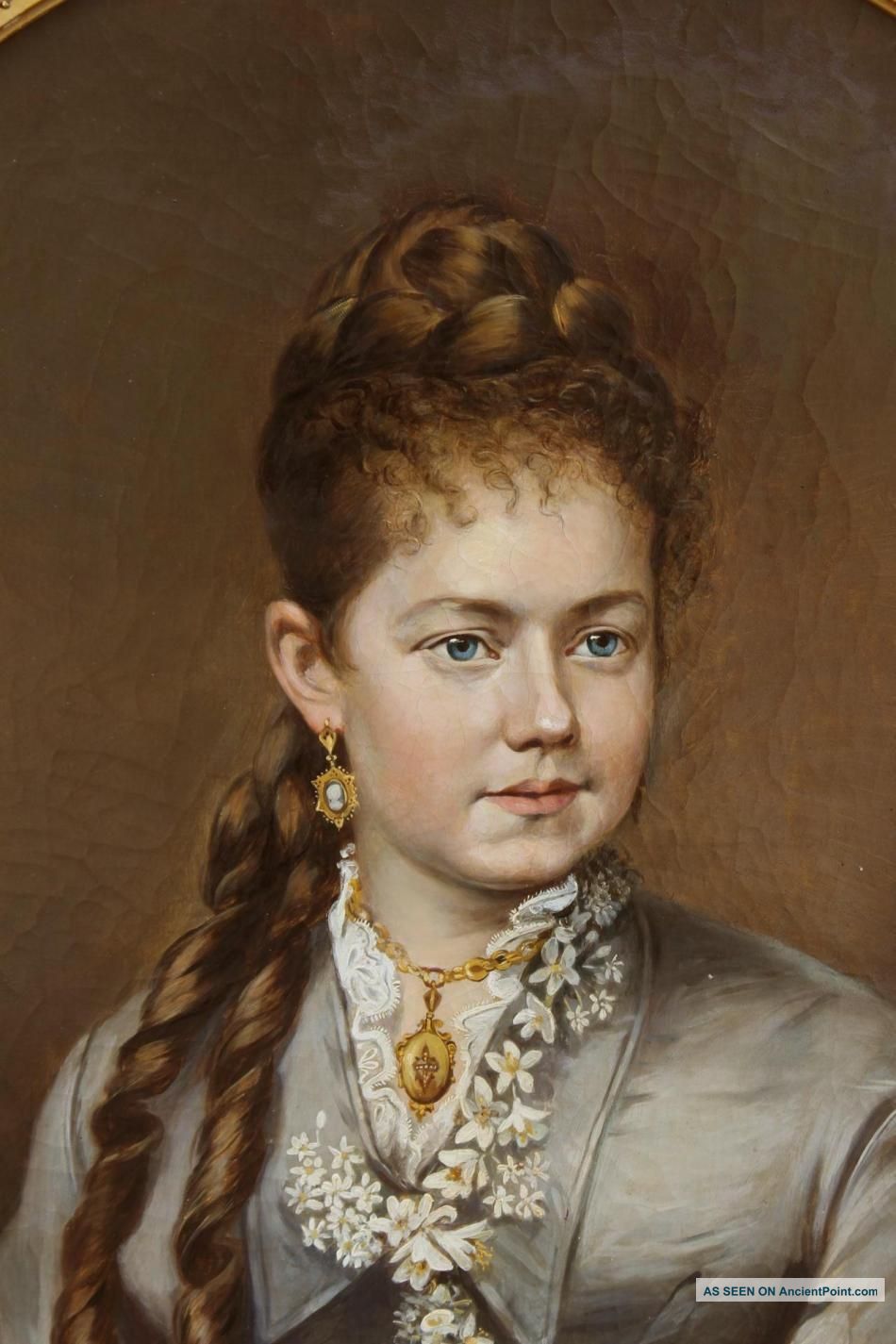 19thc Antique John L Harding O C Portrait Oil Painting Young