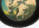 Large 22in Round Fumed Oak Antique Frame Pharaohs Horses Print Colorful & Picture Frames photo 2