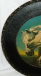 Large 22in Round Fumed Oak Antique Frame Pharaohs Horses Print Colorful & Picture Frames photo 3