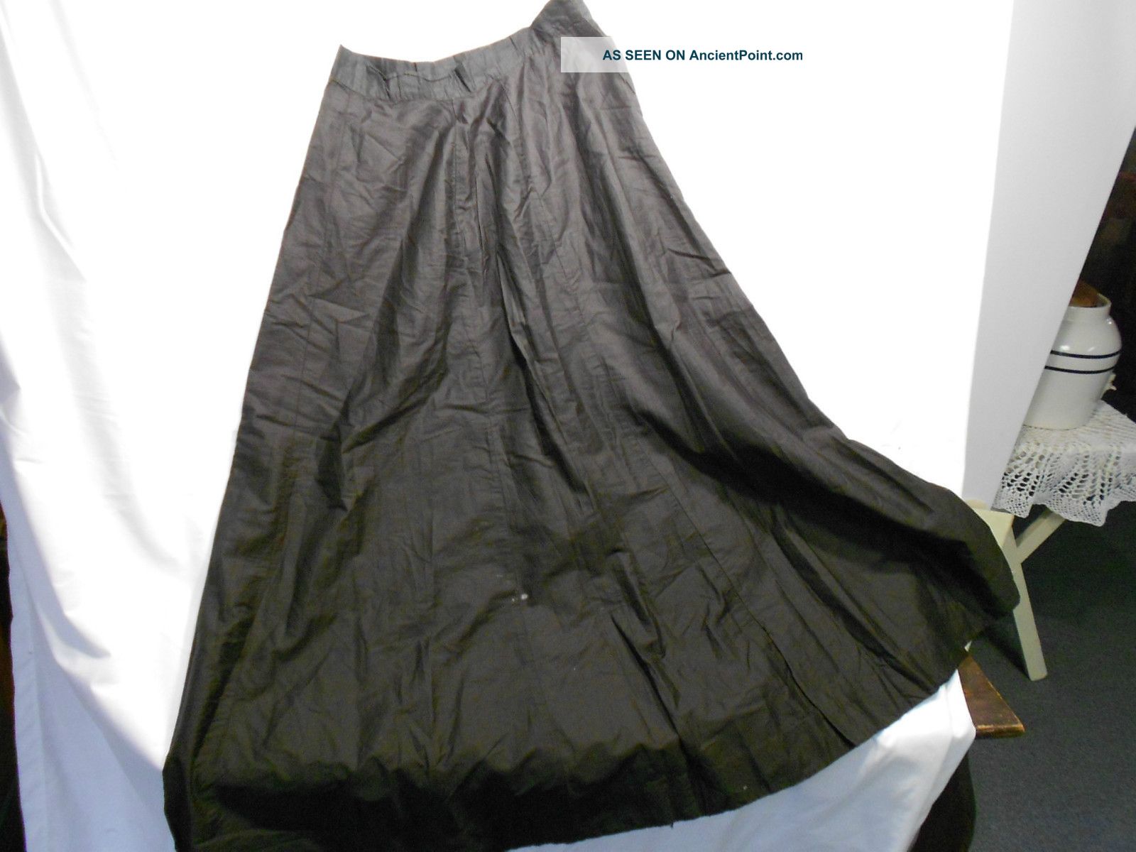Circa 1900 ' S Ladies Antique Black Long Skirt Simple Underskirt Slip Clothing Victorian photo
