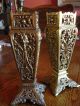 Antique Pair Of Victorian Brass Garnitures Ornate Decorative Holders Devils Head Metalware photo 9