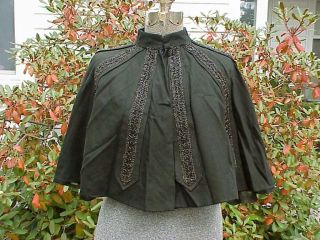 Awesome Victorian Cape With 10 Panels Of Hundreds Of Black Glass Beads photo