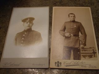 Pair 19thc German Cdv Photos Of Imperial Military Soldiers / Officers photo