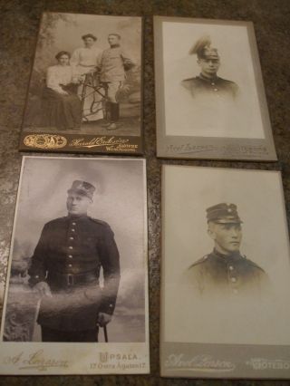 4 Rare 19thc Swedish Cdv Photos Of Military Soldiers / Officers photo