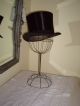 Antique 1900s Gentlemans Black Silk Top Hat Victorian photo 1