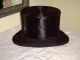 Antique 1900s Gentlemans Black Silk Top Hat Victorian photo 3