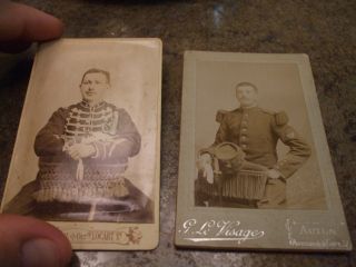 Pair 19thc French Cdv Photos Of Military Soldiers / Officers photo