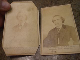 Rare Pair 1860/70 ' S Macon Georgia Cdv Photos Of A Named Man Ht Vardell photo
