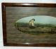 Unique Early 1900 Lonely Lady In Boat Print Antique Faux Finish Frame Old Glass Picture Frames photo 1