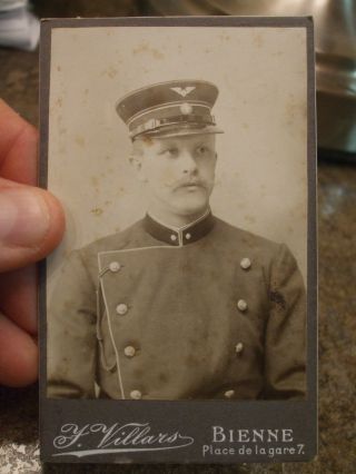 Rare Vintage Bienne Switzerland Swiss Cdv Photo Of Military Soldier / Officer photo