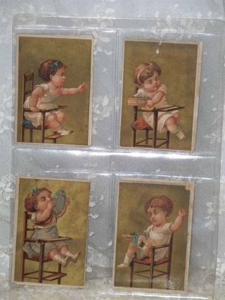 Set Of Four Postcard Sized Antique Victorian Age Baby Illustrations Originals photo