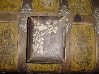 Antique Victorian Phot0 Album - Old Pictures - 3 Tin Type Leather - Gold - Silver - Gilt photo