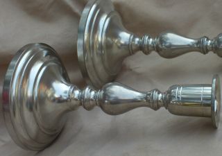 Rare Antique Wallace Pewter 19th Centr Candlestick Pair P1030 Colonial Victorian photo