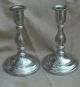 Rare Antique Wallace Pewter 19th Centr Candlestick Pair P1030 Colonial Victorian Victorian photo 1