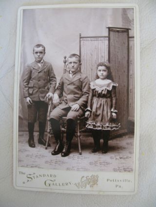 Antique Victorian Edwardian Children Clothes Dress Pottsville Pa.  Cabinet Photo photo