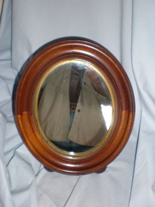 Antique Victorian Walnut Deepwell Oval Mirror With Stand - Up Back photo