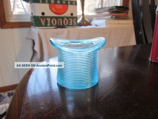 Victorian Turquoise Glass Toothpick Match Top Hat Holdr Victorian photo
