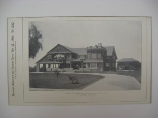 Wotkyns House,  Pasadena,  Ca,  1899,  Lithograph photo