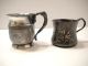 Child Mug Cups 2 Antique Victorian Quad Plate Silverplate Van Bergh Silver Co Victorian photo 1
