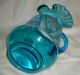 Antique Victorian Hand Painted Daisy Blue Glass Water Set Pitcher & 6 Tumblers Pitchers photo 11