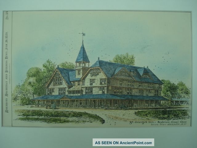 St.  George ' S Inn,  Coney Island,  Ny,  1880,  Plan Victorian photo