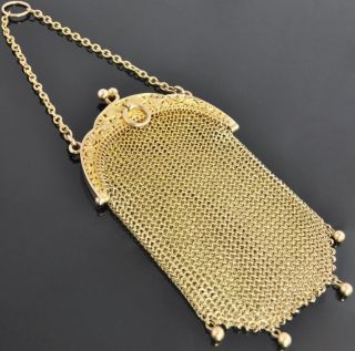 Carter - Gough & Co Antique 14k Yellow Gold Victorian Mesh Chain Mail Purse Bag photo
