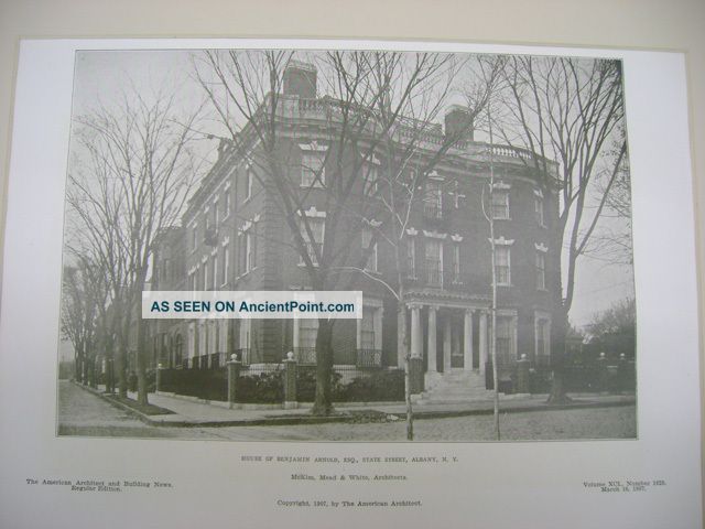House Of Benjamin Arnold,  Albany,  Ny,  1907,  Lithograph Victorian photo